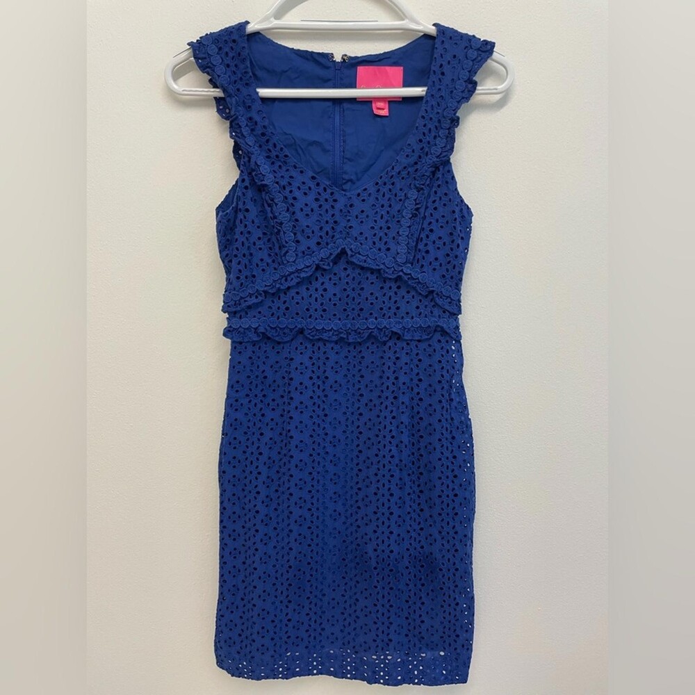 Lilly Pulitzer Kaylee Lapis Lazuli Blue Petal Eyelet Dress